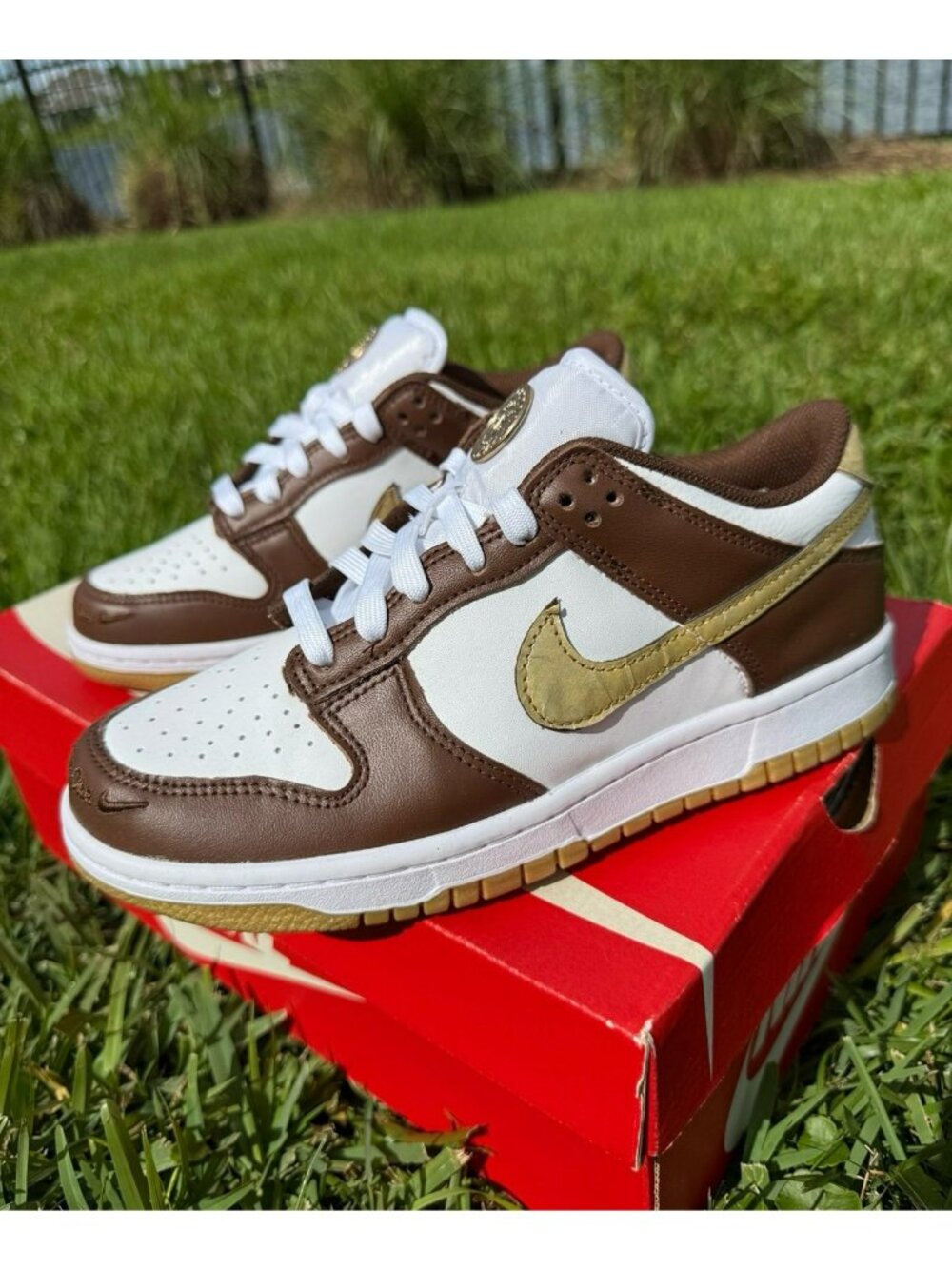 6Y / 7.5 Women’s NIKE DUNK LOW BROWN METALLIC GOLD HM3725-171 BASKETBAL